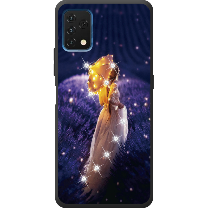 Чехол со стразами Umidigi A11S Girl with Umbrella