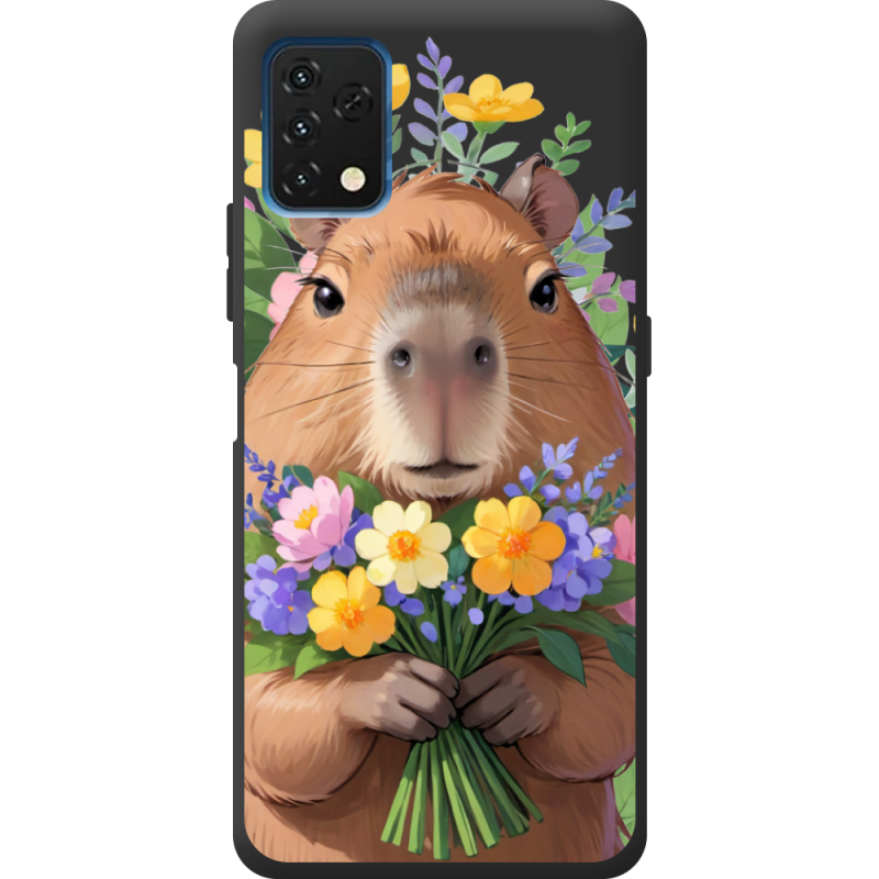Прозрачный чехол BoxFace Umidigi A11S Капибара з квітами