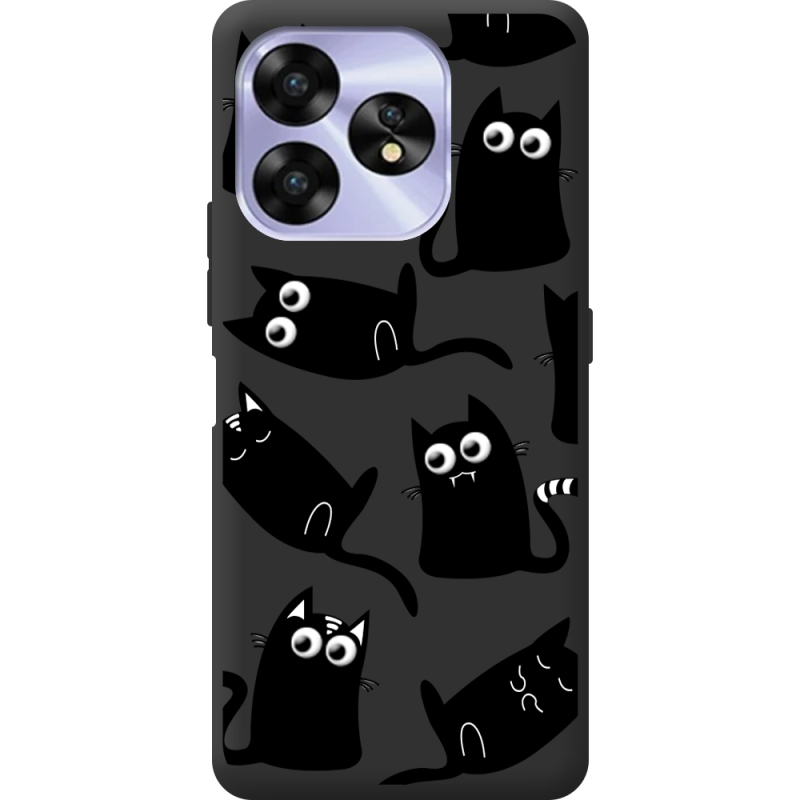 Прозрачный чехол BoxFace Umidigi A15C с 3D-глазками Black Kitty