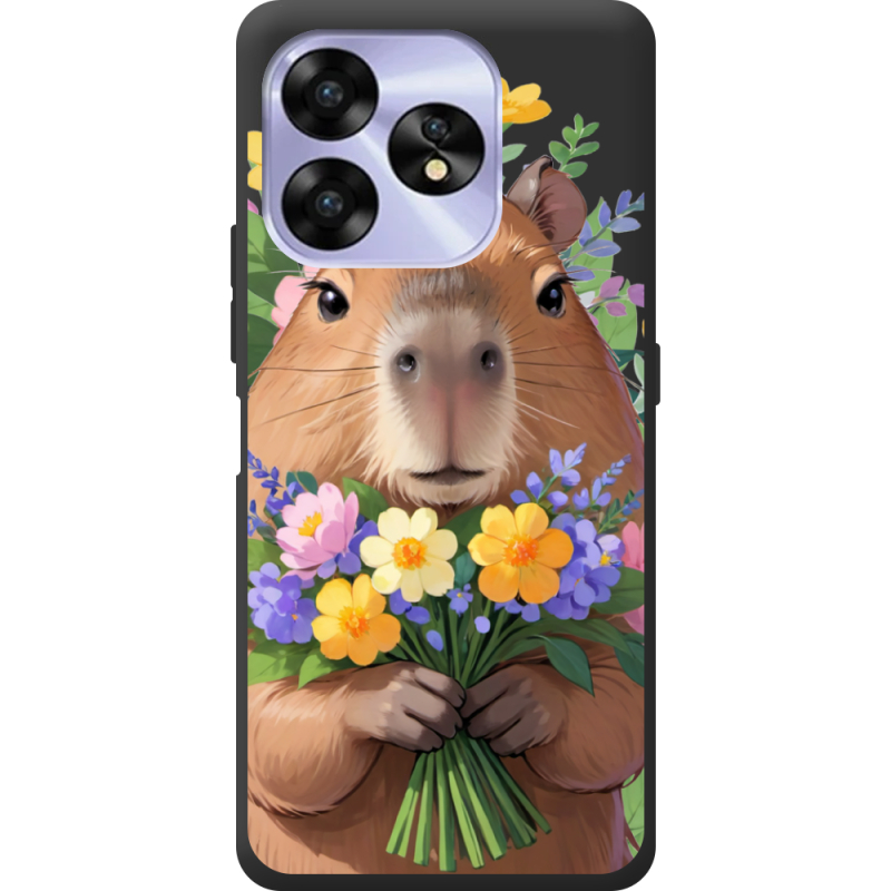 Прозрачный чехол BoxFace Umidigi A15C Капибара з квітами