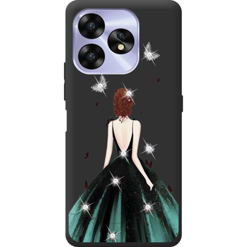 Чехол со стразами Umidigi A15C Girl in the green dress