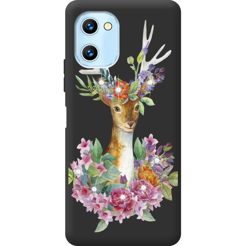 Чехол со стразами Umidigi C1 Max Deer with flowers