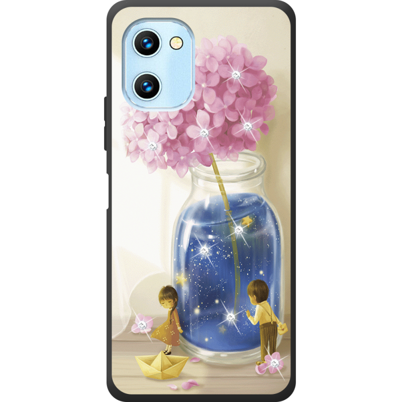 Чехол со стразами Umidigi C1 Max Little Boy and Girl