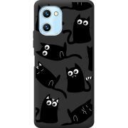 Прозрачный чехол BoxFace Umidigi C1 с 3D-глазками Black Kitty