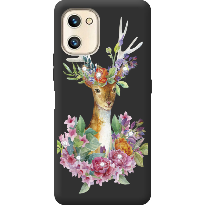Чехол со стразами Umidigi F3 SE Deer with flowers