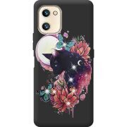 Чехол со стразами Umidigi F3 SE Cat in Flowers