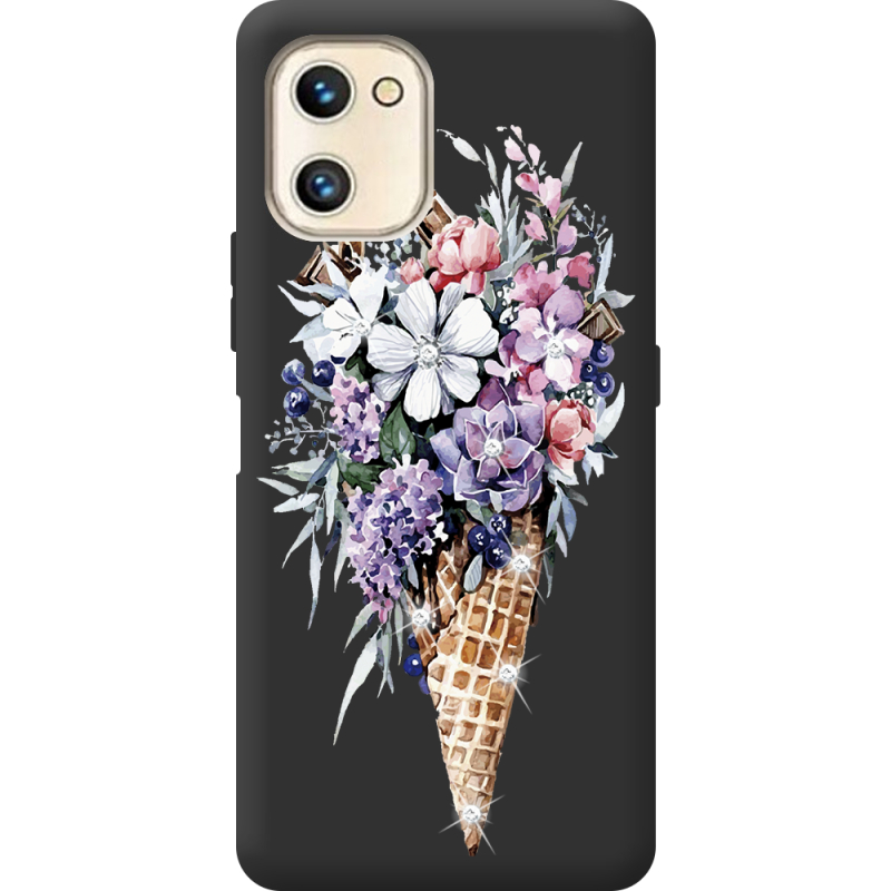 Чехол со стразами Umidigi F3 SE Ice Cream Flowers