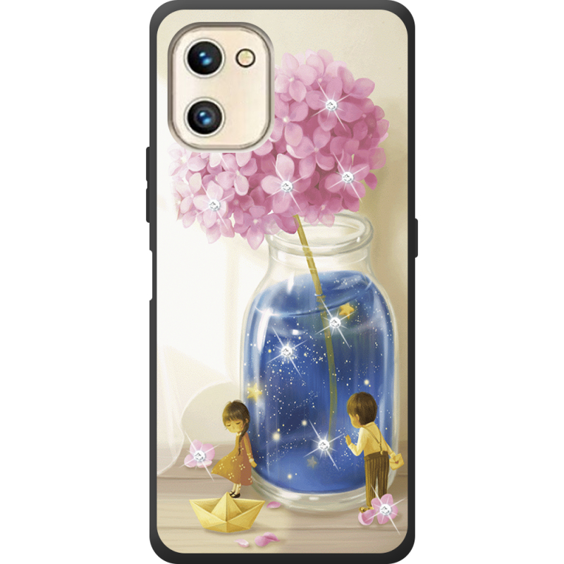 Чехол со стразами Umidigi F3 SE Little Boy and Girl