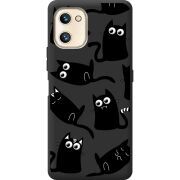 Прозрачный чехол BoxFace Umidigi F3 SE с 3D-глазками Black Kitty