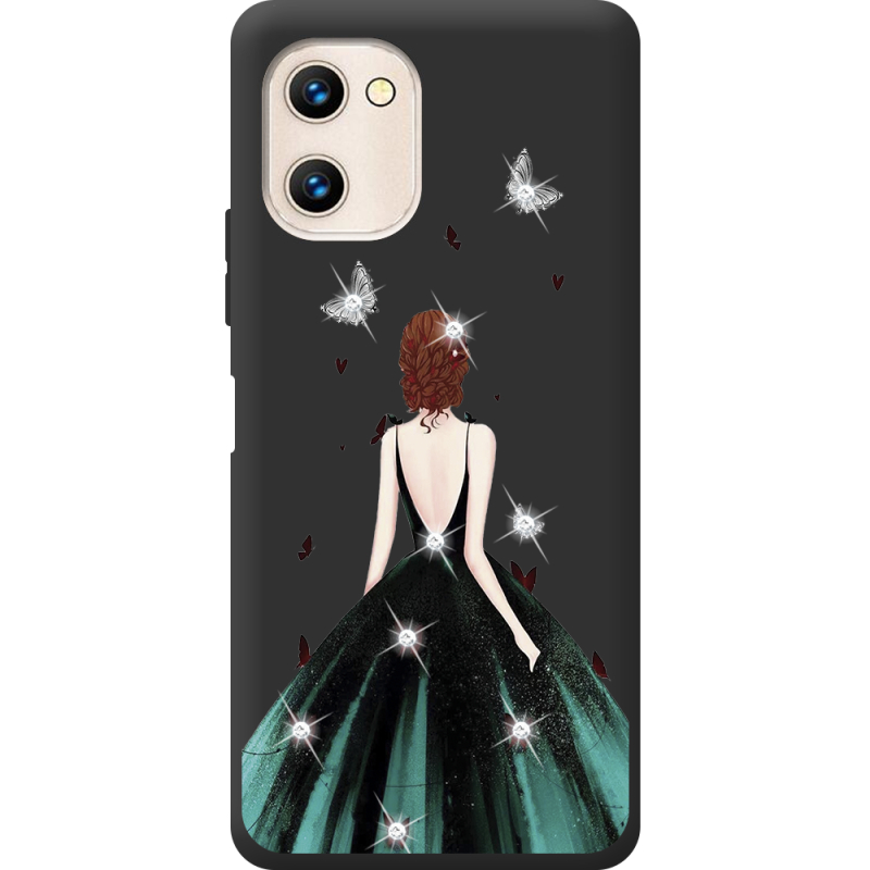 Чехол со стразами Umidigi G1 Max Girl in the green dress