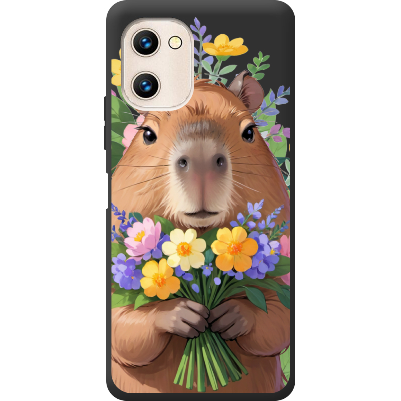 Прозрачный чехол BoxFace Umidigi G1 Max Капибара з квітами