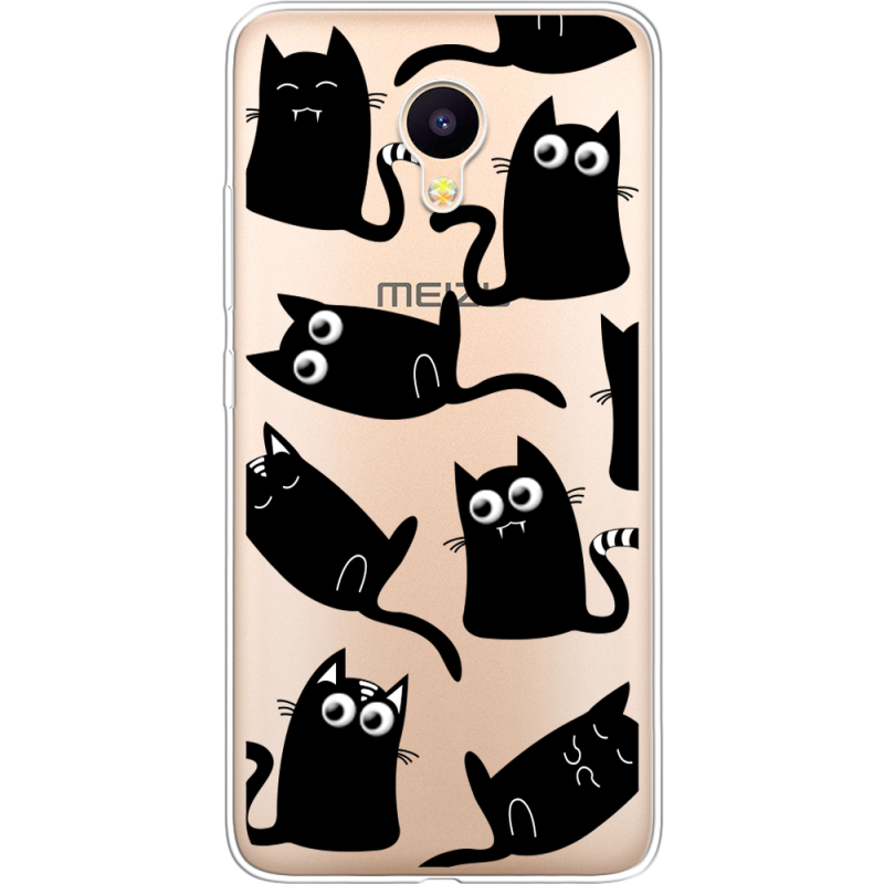 Прозрачный чехол Uprint Meizu M3 / M3s с 3D-глазками Black Kitty