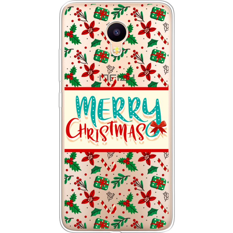 Прозрачный чехол Uprint Meizu M3 / M3s Vintage Christmas Pattern