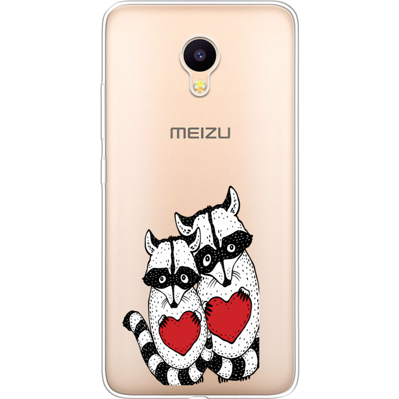 Прозрачный чехол Uprint Meizu M3 / M3s Raccoons in love