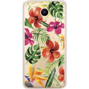 Прозрачный чехол Uprint Meizu M3 / M3s Tropical Flowers