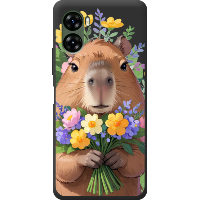 Прозрачный чехол BoxFace Umidigi G3 Капибара з квітами