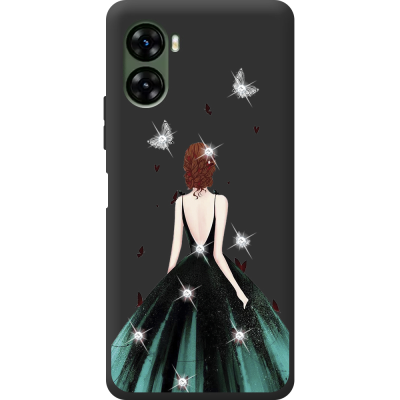 Чехол со стразами Umidigi G3 Girl in the green dress