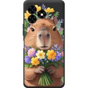 Прозрачный чехол BoxFace Umidigi G5 Mecha Капибара з квітами