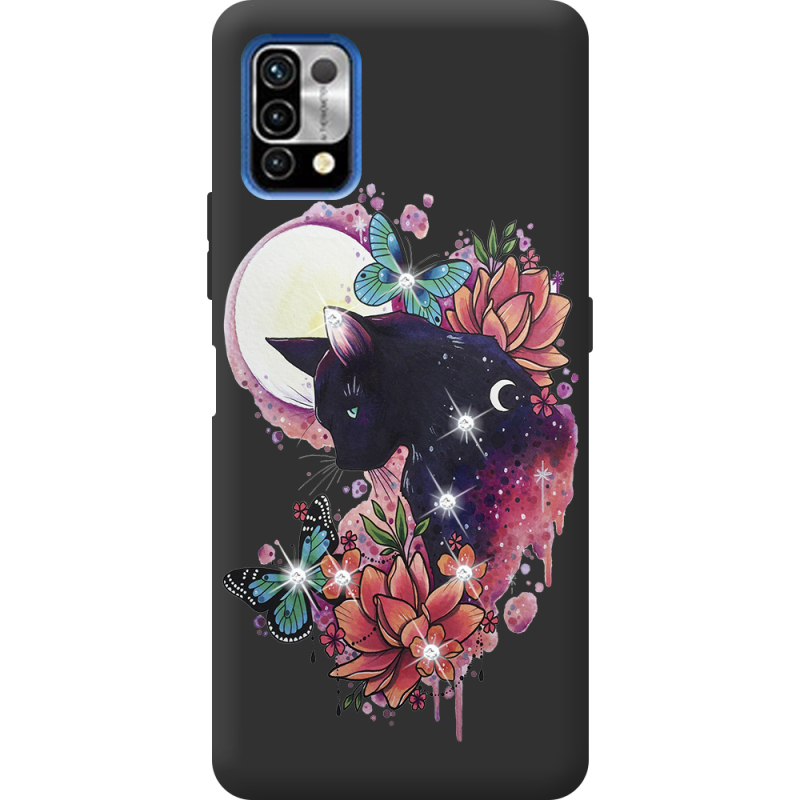 Чехол со стразами Umidigi Power 5 Cat in Flowers