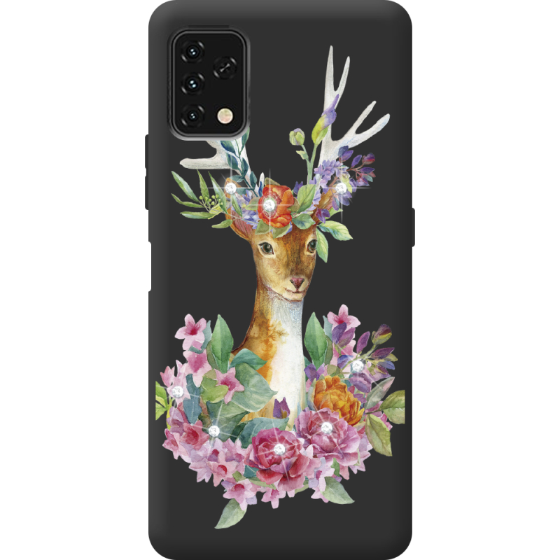 Чехол со стразами Umidigi Power 5S Deer with flowers