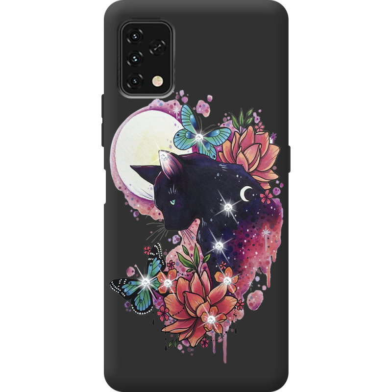 Чехол со стразами Umidigi Power 5S Cat in Flowers