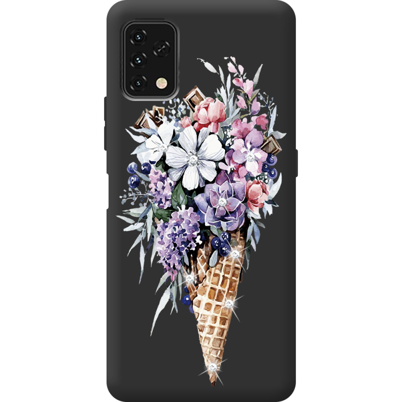 Чехол со стразами Umidigi Power 5S Ice Cream Flowers