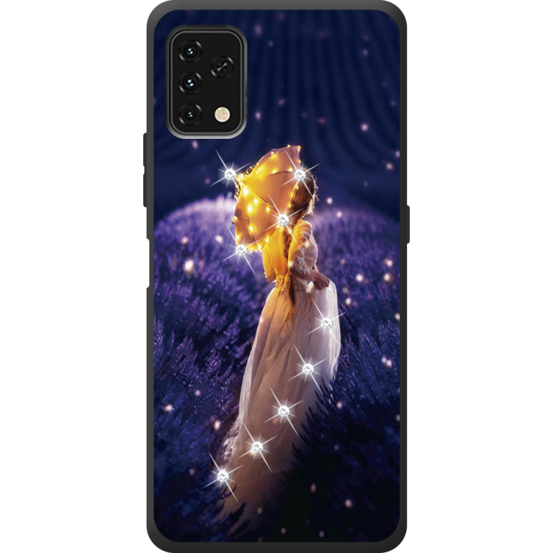 Чехол со стразами Umidigi Power 5S Girl with Umbrella