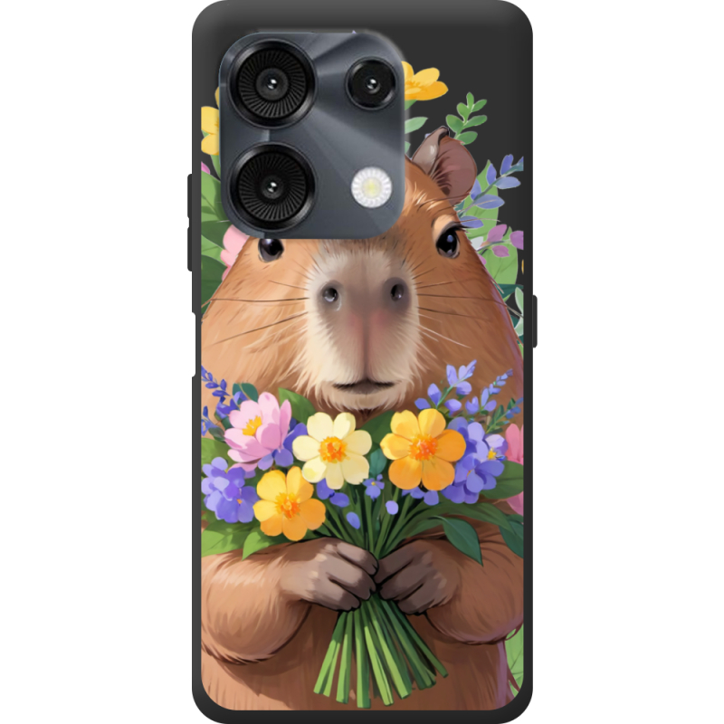 Прозрачный чехол BoxFace Umidigi G9 5G Капибара з квітами