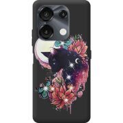 Чехол со стразами Umidigi G9 5G Cat in Flowers