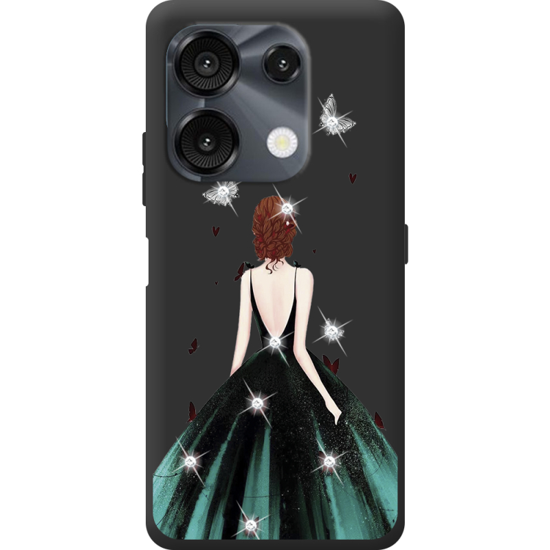 Чехол со стразами Umidigi G9 5G Girl in the green dress