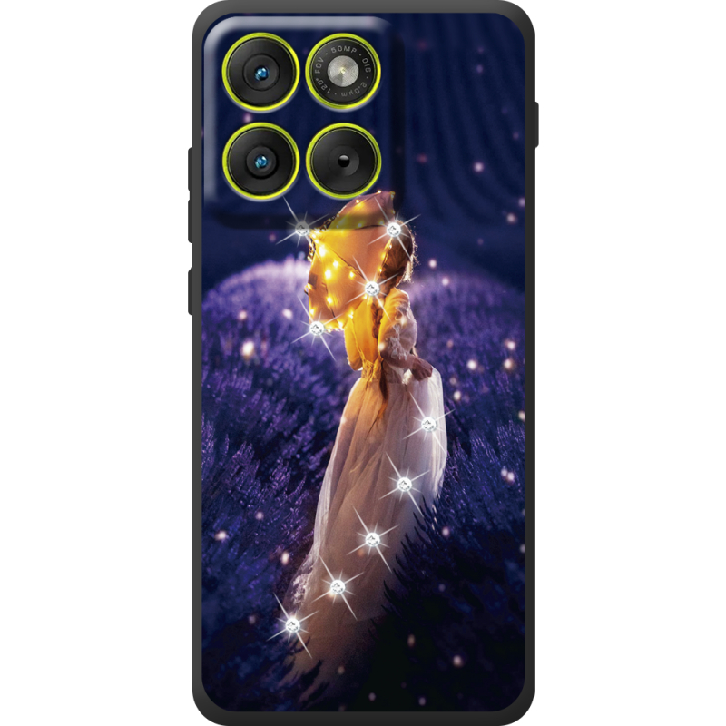 Чохол зі стразами Moto Edge 70 Girl with Umbrella