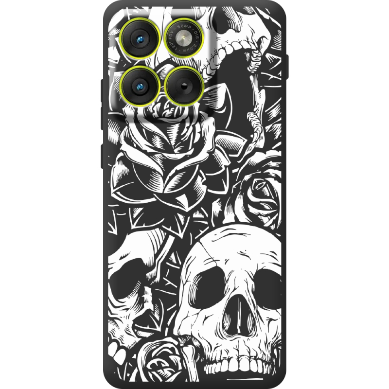 Чорний чохол BoxFace Moto Edge 70 Skull and Roses