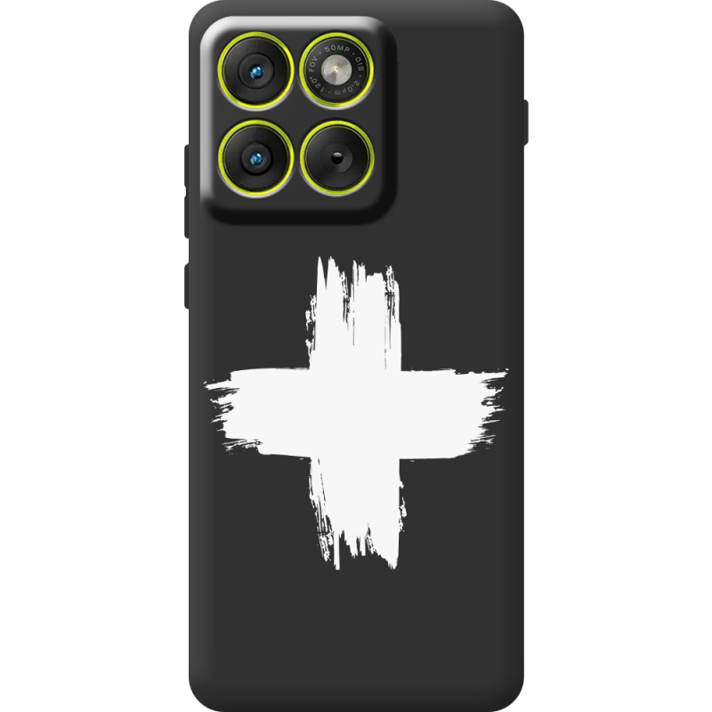 Чорний чохол BoxFace Moto Edge 70 Білий хрест ЗСУ