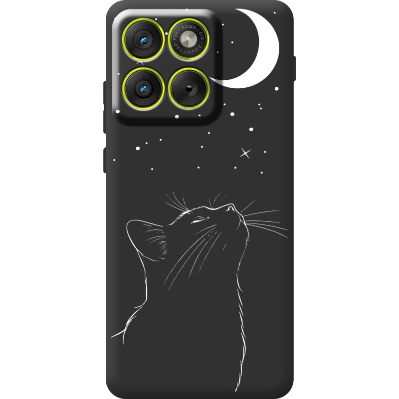 Чорний чохол BoxFace Moto Edge 70 Місячний кіт