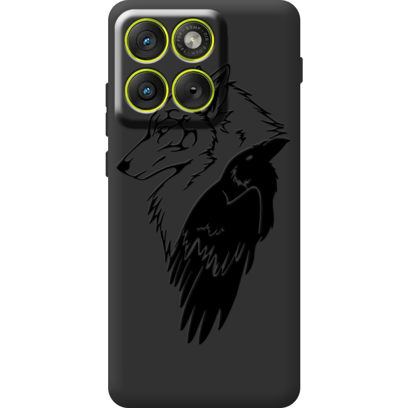 Чорний чохол BoxFace Moto Edge 70 Wolf and Raven