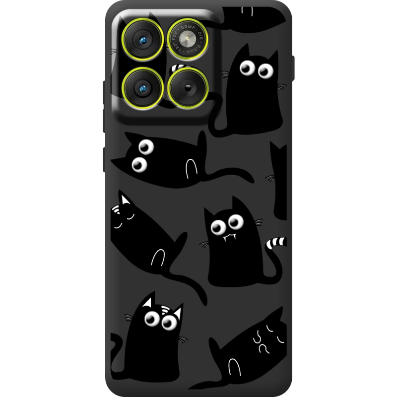 Прозорий чохол BoxFace Moto Edge 70 с 3D-глазками Black Kitty