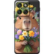 Прозорий чохол BoxFace Moto Edge 70 Капибара з квітами