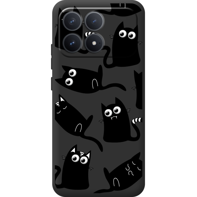Прозорий чохол BoxFace Poco F8 Pro с 3D-глазками Black Kitty
