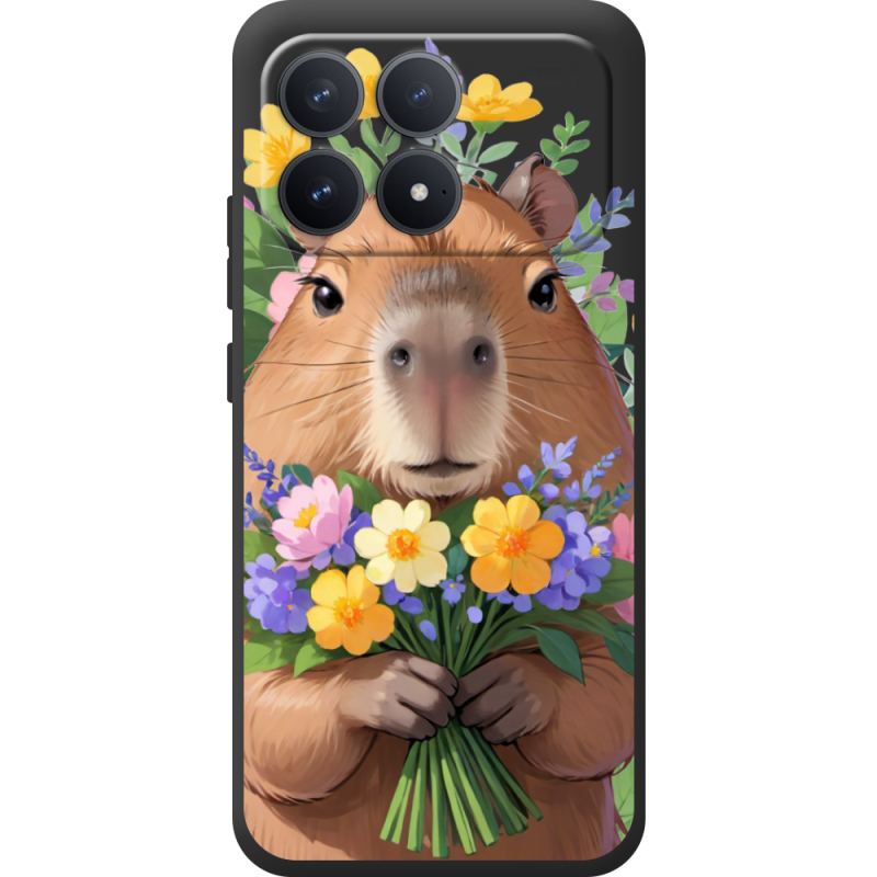 Прозорий чохол BoxFace Poco F8 Pro Капибара з квітами