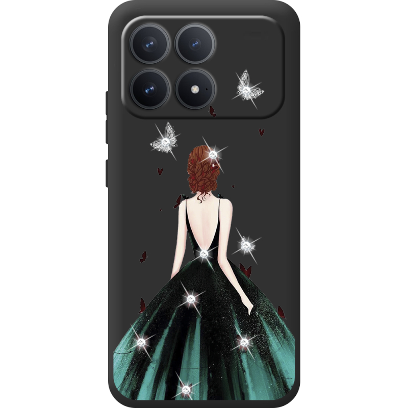 Чохол зі стразами Poco F8 Pro Girl in the green dress