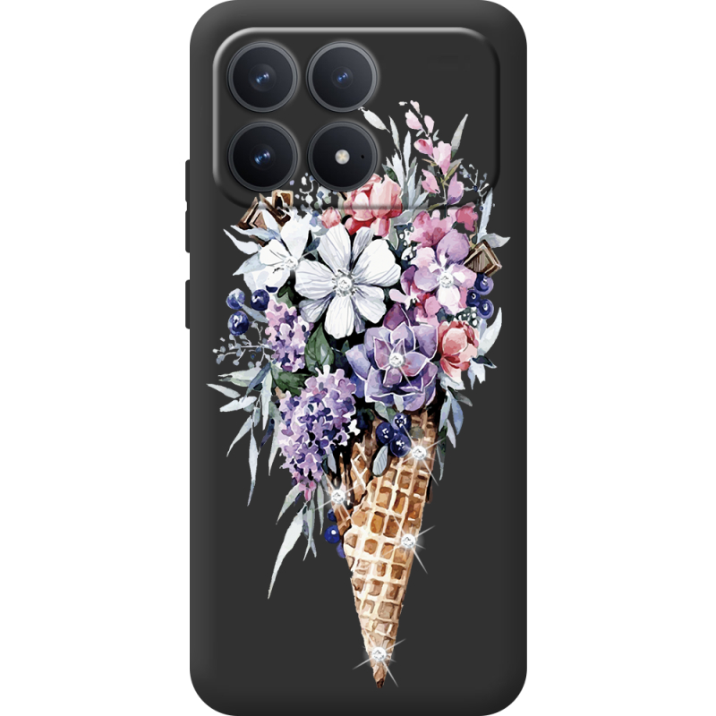 Чохол зі стразами Poco F8 Pro Ice Cream Flowers