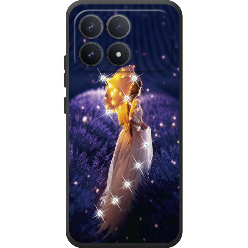 Чохол зі стразами Poco F8 Pro Girl with Umbrella