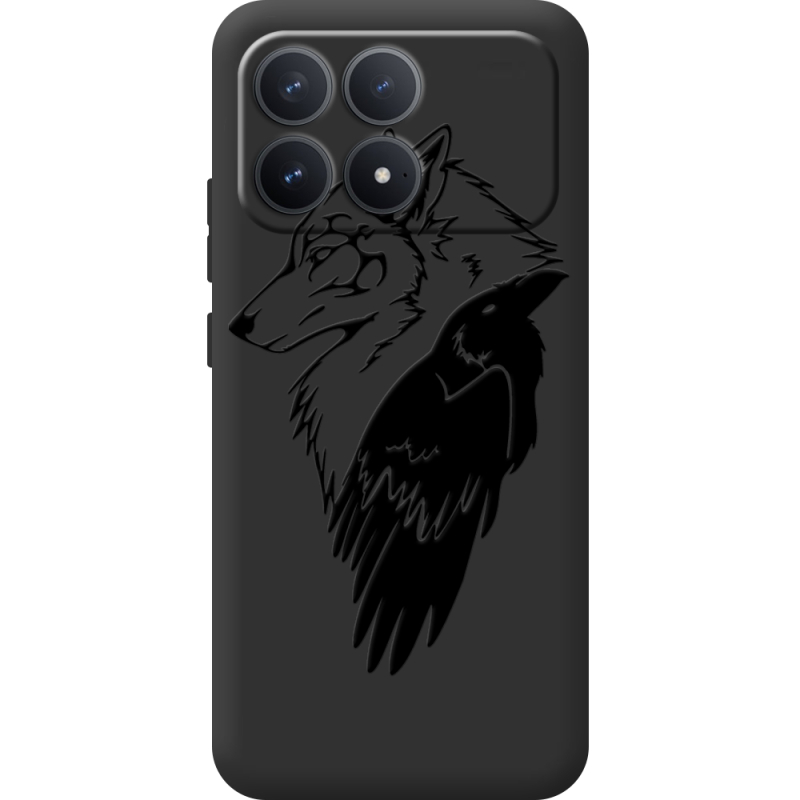 Чорний чохол BoxFace Poco F8 Pro Wolf and Raven