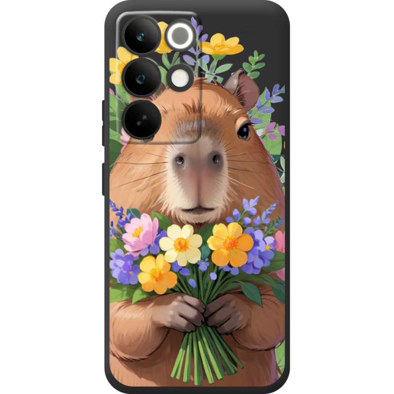 Прозорий чохол BoxFace Realme C85 Pro Капибара з квітами