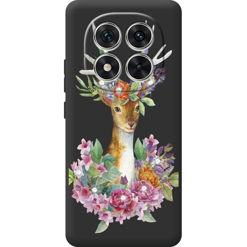 Чохол зі стразами Xiaomi Redmi Note 15 Pro Deer with flowers