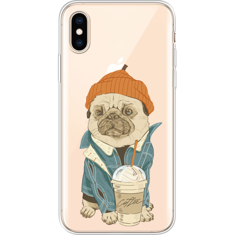 Прозрачный чехол Uprint Apple iPhone XS Dog Coffeeman