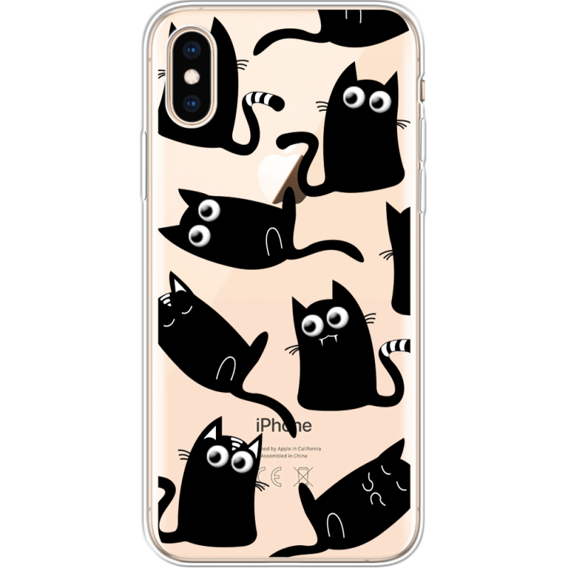 Прозрачный чехол Uprint Apple iPhone XS с 3D-глазками Black Kitty