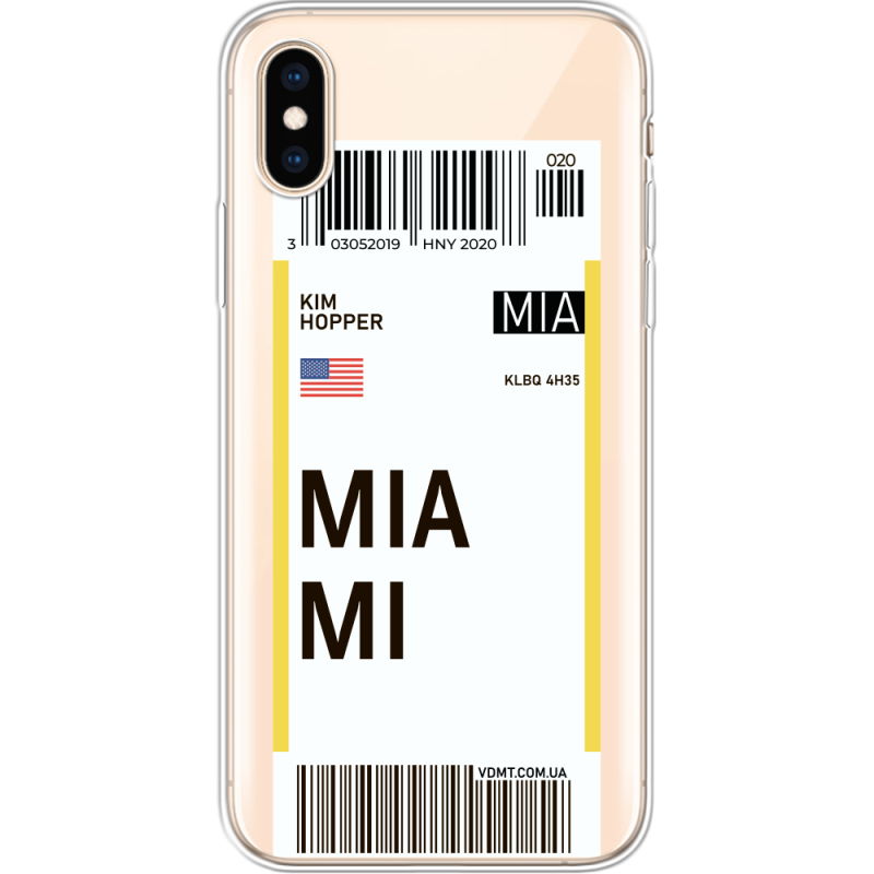 Прозрачный чехол Uprint Apple iPhone XS Ticket Miami