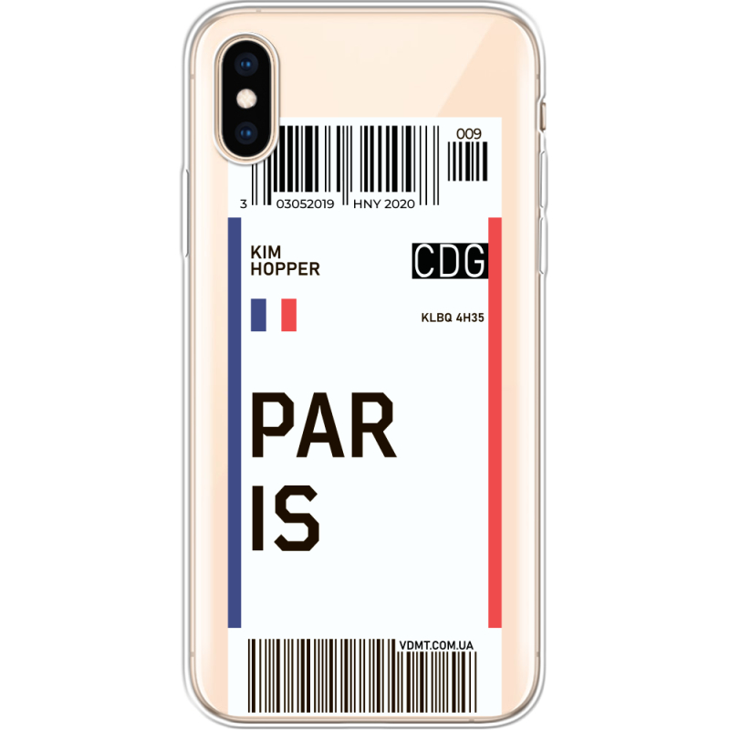 Прозрачный чехол Uprint Apple iPhone XS Ticket Paris