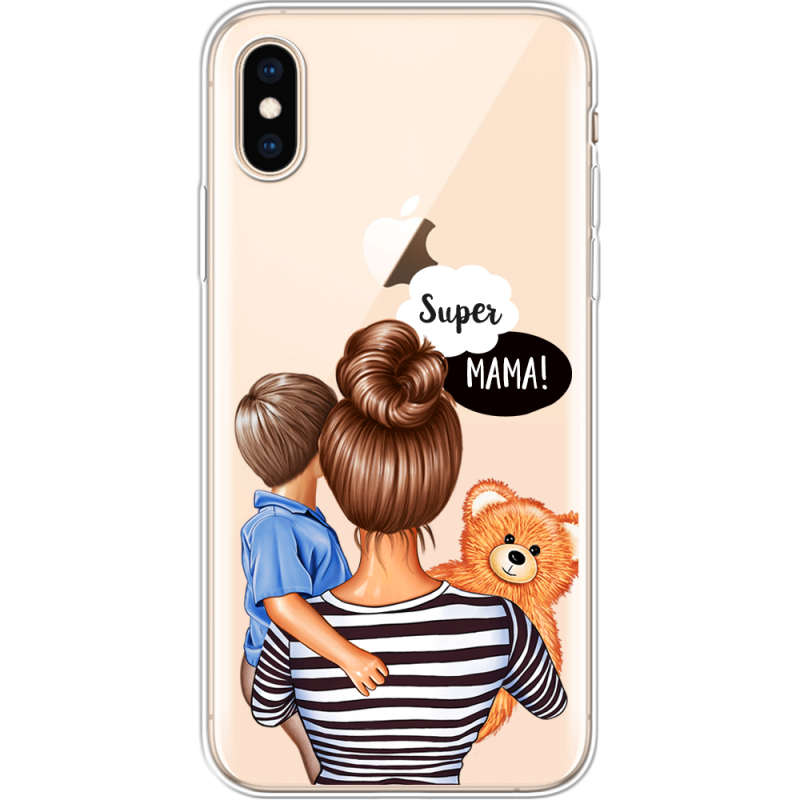 Прозрачный чехол Uprint Apple iPhone XS Super Mama and Son